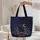 Black Cat Wildflowers Golden Moon Night Sky Floral Wreath - Everyday Carry Gift Quilted Tote Bag - 5