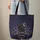 Black Cat Wildflowers Golden Moon Night Sky Floral Wreath - Everyday Carry Gift Quilted Tote Bag - 6