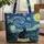 Black Cat Starry Sky Cypress Village Scroll Name - Cat Lover Everyday Lifestyle Gift Quilted Tote Bag - 1