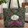Tropical Jungle Birds Exotic Flowers Gold Leaf Accents Name Wreath - Bird Lover Everyday Gift Quilted Tote Bag - 1