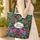 Tropical Jungle Birds Exotic Flowers Gold Leaf Accents Name Wreath - Bird Lover Everyday Gift Quilted Tote Bag - 4