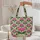 Botanical Ornate Lotus Bloom Green Foliage Floral Wreath Lotus Flowers Background Everyday Essentials Quilted Tote Bag - 5