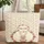 Cartoon Bunny Red Tunic Floral Wreath Ditsy Buds Leaves - Kids Birthday Gift Quilted Tote Bag - 1