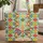 Butterfly Floral Wreath Geometric Patchwork - Nature Lover Gift Quilted Tote Bag - 1