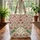 Indian Chintz Floral Ornate Exotic Birds Floral Wreath Name Boho Lifestyle Gift Quilted Tote Bag - 3