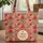 Poppy Buds Leaves Berries Floral Medallion - Boho Lifestyle Gift Quilted Tote Bag - 1