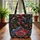 Exotic Birds Blossoms Green Leaves Gold Medallion - Personalized Wildlife Lover Gift Quilted Tote Bag - 3