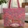 Majestic Tiger Indian Floral Tulips Personalized Name - Botanical Wildlife Gift Quilted Tote Bag - 1