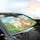 Alpaca Family Green Hills Stylized Clouds - Wildlife Lover Gift Car Sunshade - 6