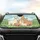 Alpaca Family Green Hills Stylized Clouds - Wildlife Lover Gift Car Sunshade - 4