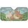 Alpaca Family Green Hills Stylized Clouds - Wildlife Lover Gift Car Sunshade - 3