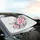 Pink Floral Blossoms Dark Grey Swirling Ribbons Tendrils - Home Decor Gift Car Sunshade - 6