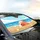 Orange Starfish Seashells Sandy Beach Ocean Waves Clouds - Beach Lover Gift Car Sunshade - 6