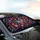 Vibrant Floral Bloom Cluster Green Leaves White Speckles Midnight - Everyday Car Decor Gift Car Sunshade - 6
