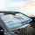 Arctic White Wolf Blue Eyes Glacial Ice Mountain - Wildlife Lover Gift Car Sunshade - 6