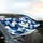 Complex Interlocking Circles Triangles Rectangles Deep Navy Cobalt Cream - Home Decor Gift Car Sunshade - 6