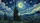 Swirling Night Sky Cypress Tree Crescent Moon Village - Home Decor Gift Car Sunshade - 7