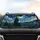 Swirling Night Sky Cypress Tree Crescent Moon Village - Home Decor Gift Car Sunshade - 4