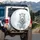 White Lion Flowing Mane Ice Blue Eyes Mist Frost Foliage - Wildlife Lover Gift Spare Tire Cover - 3