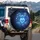 Blue Dolphins Glowing Heart Blue Flowers - Ocean Lover Gift Spare Tire Cover - 3