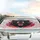Roaring Black Bear Electric Blue Eyes Vibrant Red Polygonal Shards - Wildlife Lover Gift Car Sunshade - 5