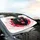 Roaring Black Bear Electric Blue Eyes Vibrant Red Polygonal Shards - Wildlife Lover Gift Car Sunshade - 6