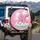 Pink Dolphins Palm Trees Turquoise Ocean Beach - Ocean Lover Gift Spare Tire Cover - 3