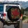 Majestic Deep Red Rose Golden Baroque Filigree Lush Green Leaves Home Decor Gift Spare Tire Cover - 3