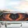 Snarling Black Wolf Head Glowing Yellow Eyes Fiery Smoke - Wildlife Lover Gift Car Sunshade - 5