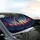 Psychedelic Aurora Night Sky Silhouetted Pine Forest - Fantasy Lover Gift Car Sunshade - 6