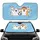 Playful Fluffy White Cat Shiba Inu Soccer Ball Paw Print Starburst - Happy Pet Lover Gift Car Sunshade - 1