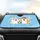 Playful Fluffy White Cat Shiba Inu Soccer Ball Paw Print Starburst - Happy Pet Lover Gift Car Sunshade - 4