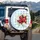 Red Black Ladybugs White Daisies Yellow Centers Green Vines - Wildlife Lover Gift Spare Tire Cover - 3