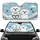 Two Fluffy Dogs Driving Paw Prints Star Clouds - Dog Lover Vehicle Gift Car Sunshade - 1