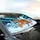 Siberian Tiger Roaring Frosted Mountain Pine Ice Moon Aurora - Wildlife Lover Gift Car Sunshade - 6