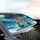 Wolf Family Santa Hats Northern Lights Winter - Holiday Gift for Wildlife Lovers Car Sunshade - 6