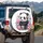 Baby Panda Golden Headphones Pink Peony Blue Flowers - Home Decor Gift for Panda Lover Spare Tire Cover - 3