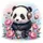 Baby Panda Golden Headphones Pink Peony Blue Flowers - Home Decor Gift for Panda Lover Spare Tire Cover - 6