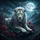 Regal White Lion Blue Eyes Crimson Roses Full Moon Mountains - Wildlife Lover Gift Spare Tire Cover - 6