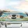 Five Open Mouth Dogs Paw Prints Bone Floral Wavy Lines Sky Clouds Hills - Dog Lover Gift Car Sunshade - 5