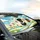 Five Open Mouth Dogs Paw Prints Bone Floral Wavy Lines Sky Clouds Hills - Dog Lover Gift Car Sunshade - 6