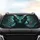 Ancient Dragon Face Glowing Teal Green Eyes Bone Horns - Fantasy Lover Car Decor Gift Car Sunshade - 4