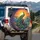 Majestic Peacock Perched on Rock, Sunset Ocean Waves - Wildlife Lover Decor Gift Spare Tire Cover - 3
