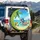 Dolphin Crab Snorkel Beach Ocean Palm Leaves Scene - Beach Lover Travel Decor Gift Spare Tire Cover - 3