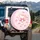 Blush Pink Silk Bows White Hearts Flowing Ribbons Swirling Patterns - Home Decor Gift Spare Tire Cover - 3