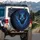 Piercing Electric Blue Eyes Dark Sculpted Mask Swirling Shadows - Fantasy Lover Gift Spare Tire Cover - 3