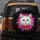 White Cat Blue Eyes Red Bow Tie Neon Pink Cyan Splatter Black Background - Cat Lover Gift Spare Tire Cover - 5