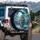 Tiger Running Emerald Eyes Aurora Borealis Snowy Pine Peak - Wildlife Lover Gift Spare Tire Cover - 3