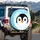 Penguin Face Prominent Wide White Eyes Geometric Snowflakes Arctic Snowdrifts - Penguin Lover Spare Tire Cover - 3