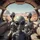 Grey Alien Group Futuristic Cabin Desert Landscape - Intergalactic Travel Gift for Sci-Fi Fan Spare Tire Cover - 6
